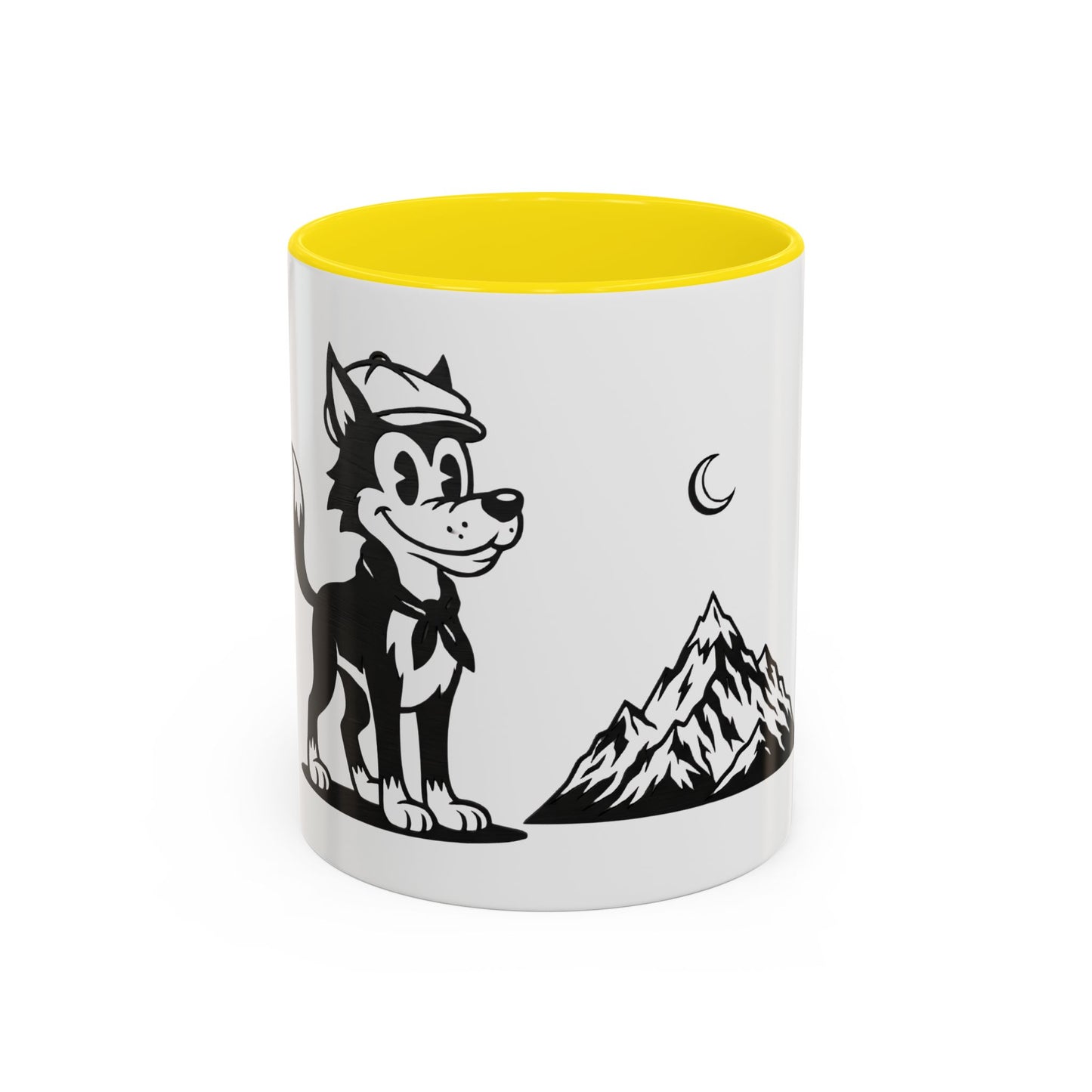 Retro Wolf Husky Mountain Illustration Mug | Accent Coffee Mug 11oz