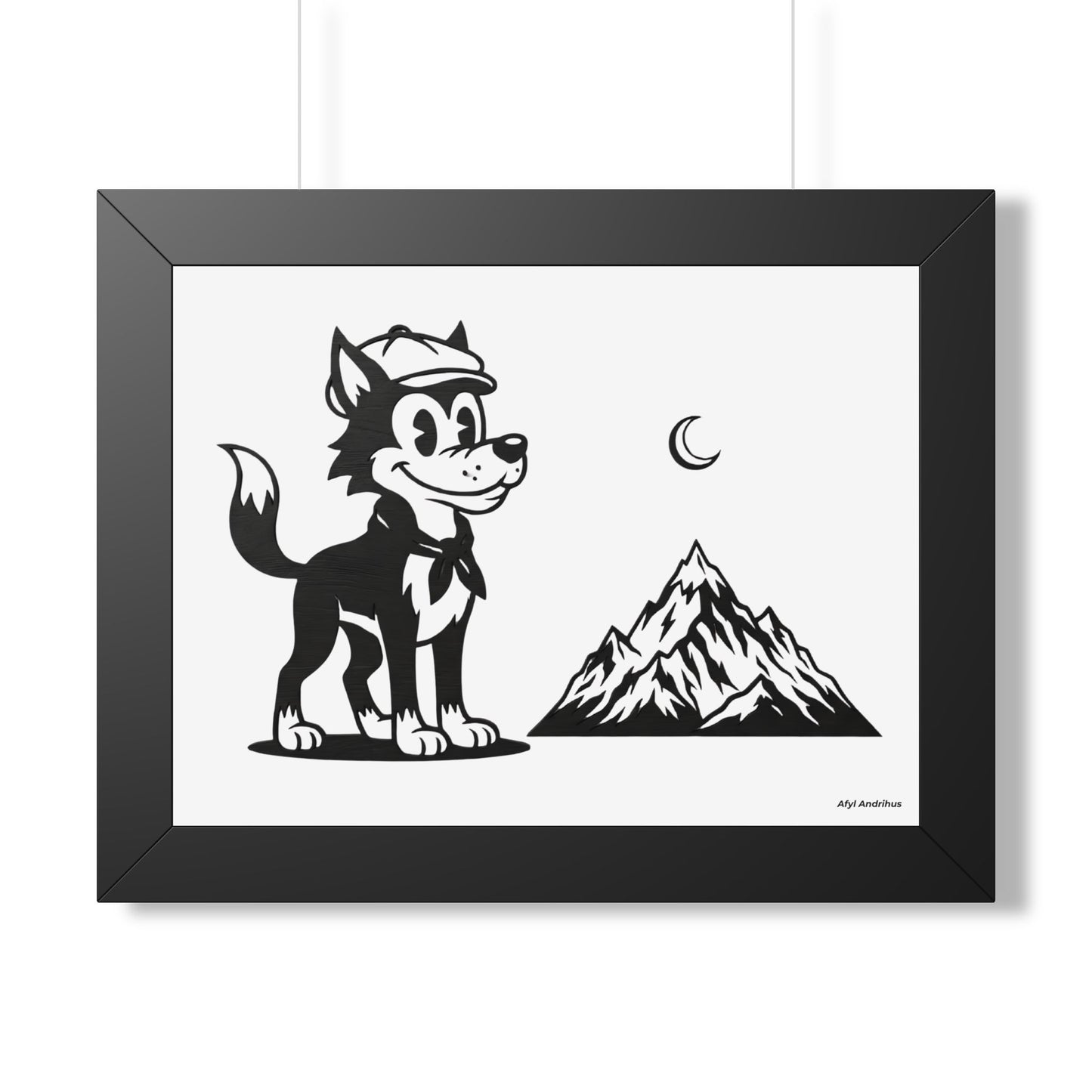 Retro Wolf Vintage Cartoon Framed Poster Wall Art