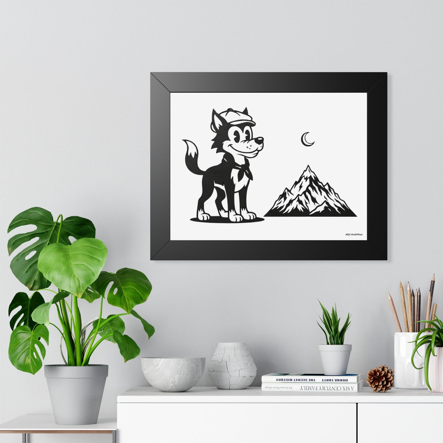 Retro Wolf Vintage Cartoon Framed Poster Wall Art