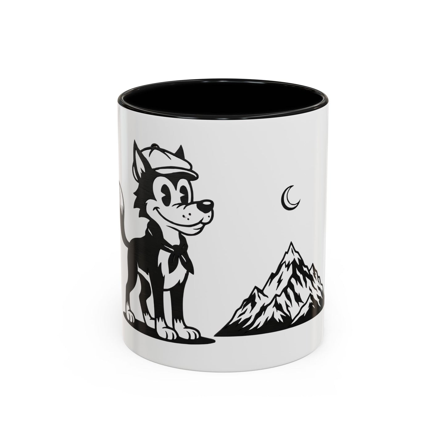 Retro Wolf Husky Mountain Illustration Mug | Accent Coffee Mug 11oz