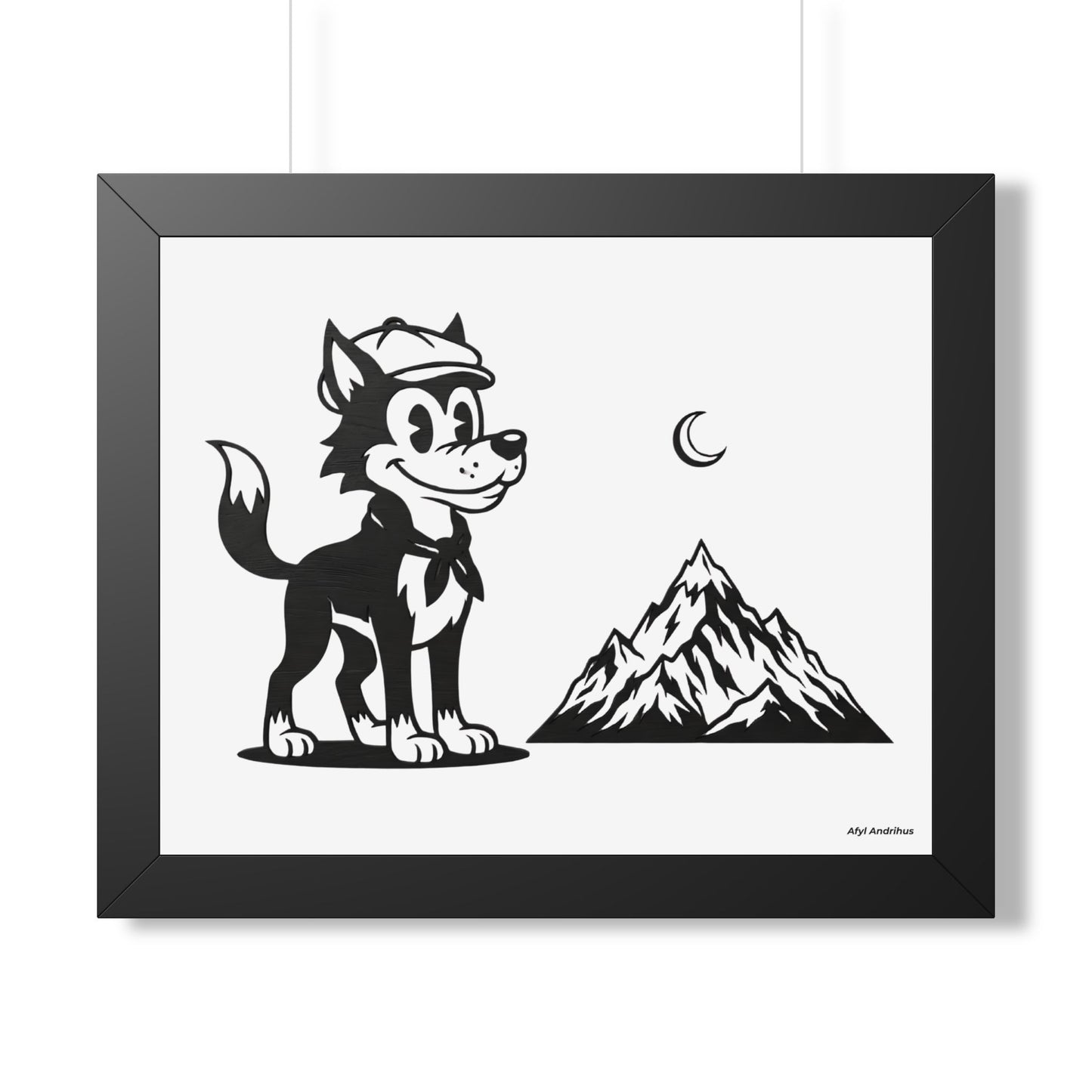 Retro Wolf Vintage Cartoon Framed Poster Wall Art