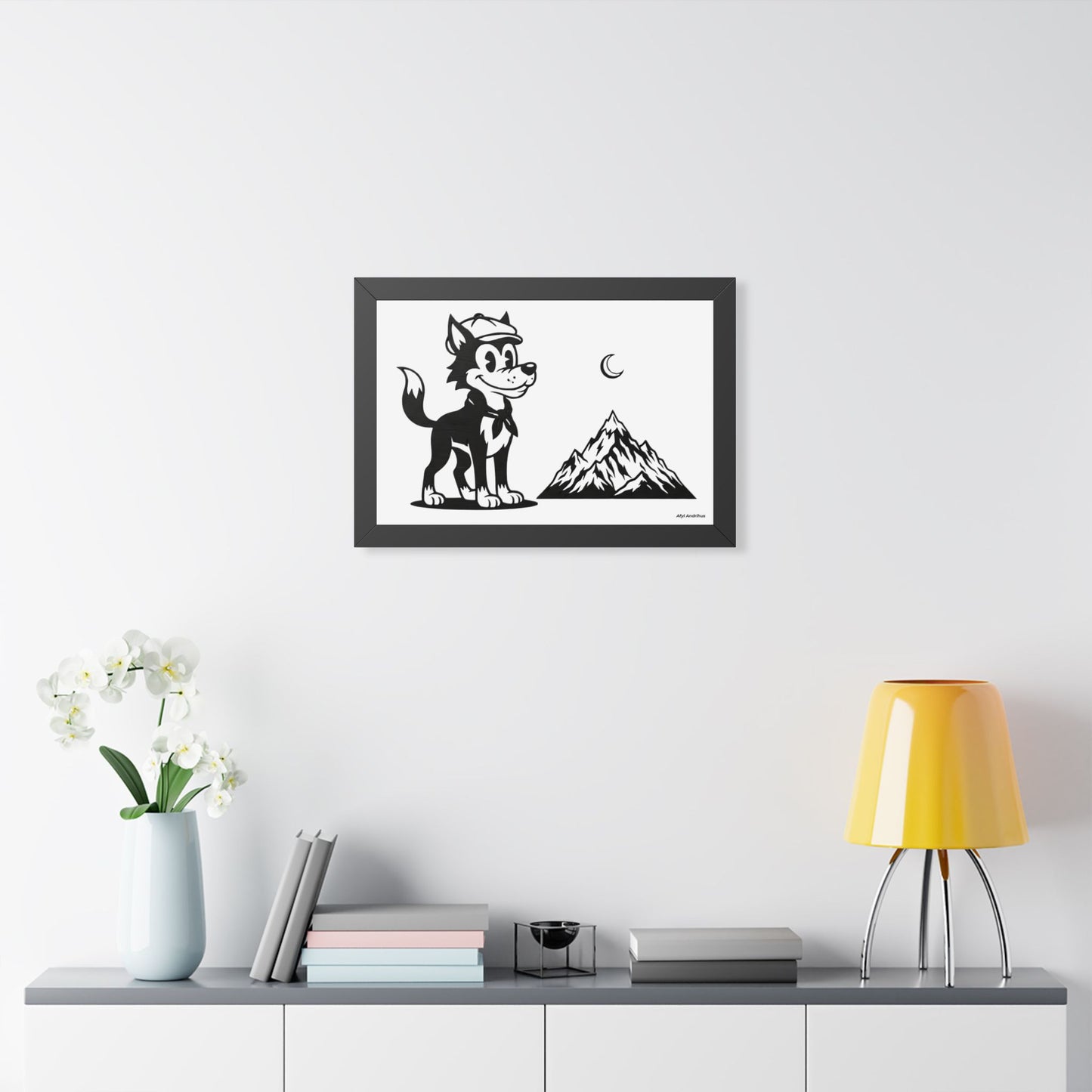 Retro Wolf Vintage Cartoon Framed Poster Wall Art