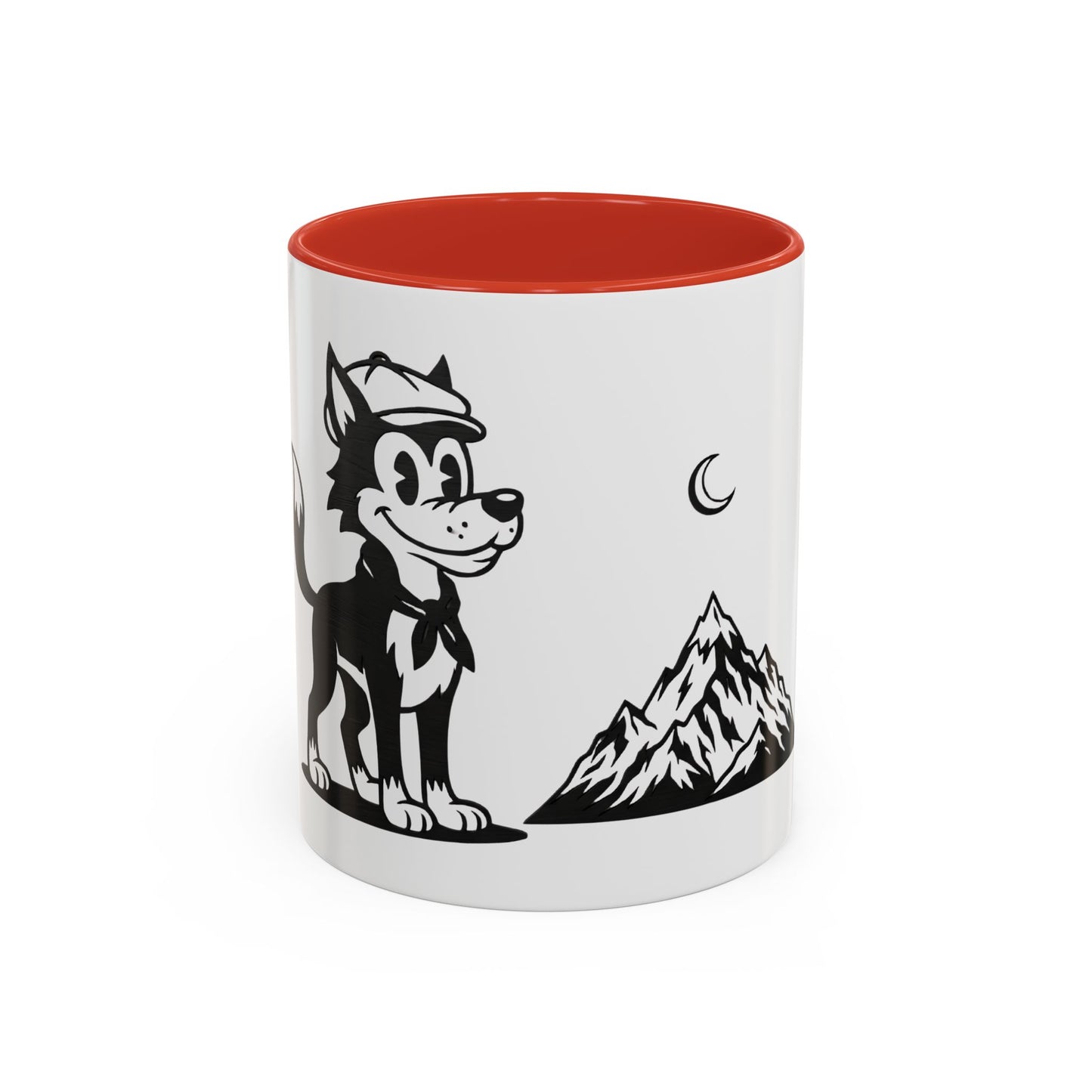 Retro Wolf Husky Mountain Illustration Mug | Accent Coffee Mug 11oz