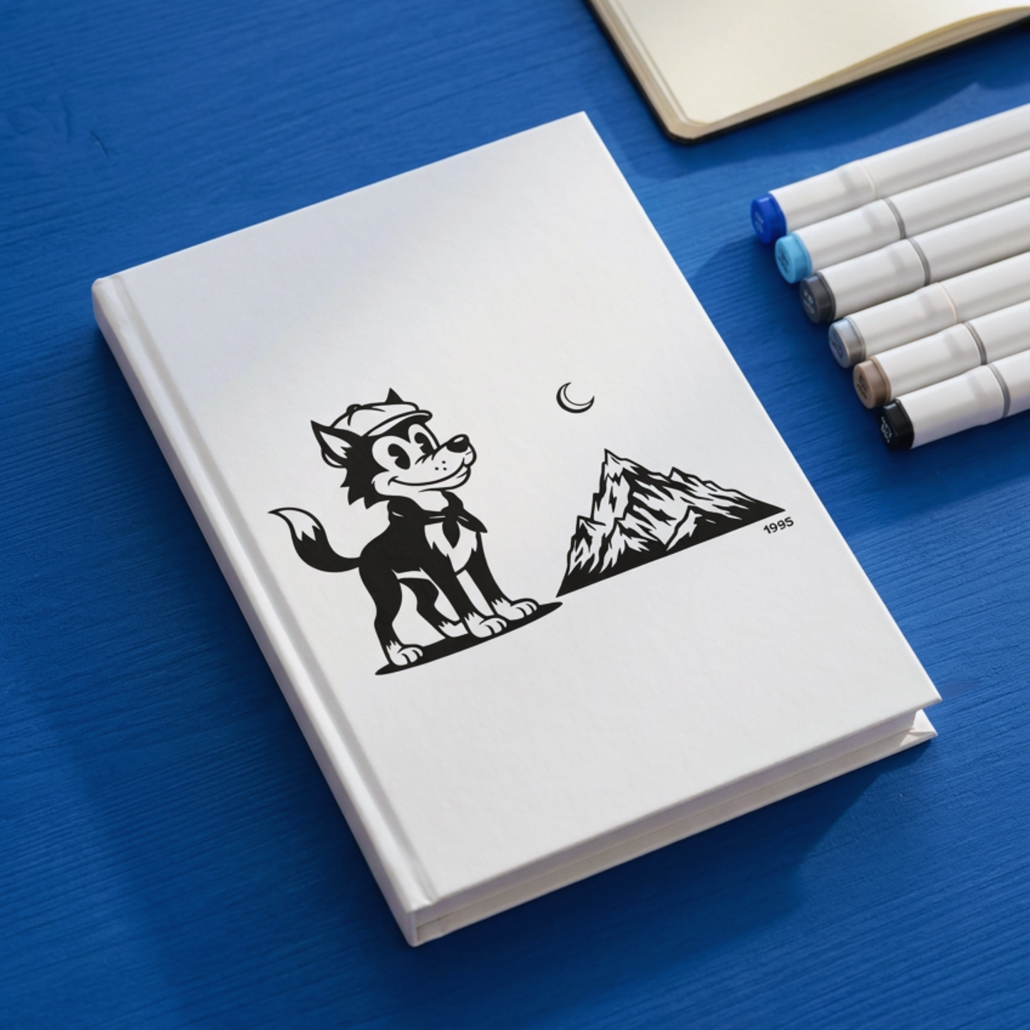 Retro Wolf Hardcover Journal (Blank Pages) | Vintage Cartoon Notebook for Writing, Ideas & Creative Expression