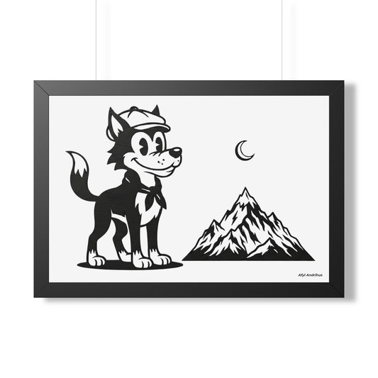 Retro Wolf Vintage Cartoon Framed Poster Wall Art