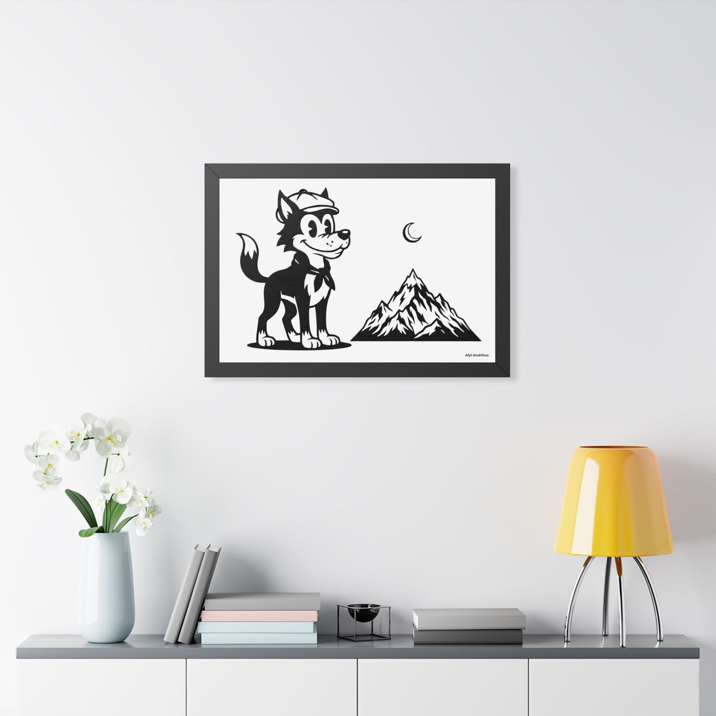 Retro Wolf Vintage Cartoon Framed Poster Wall Art