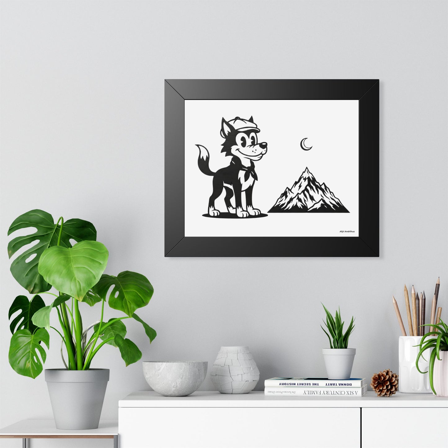 Retro Wolf Vintage Cartoon Framed Poster Wall Art