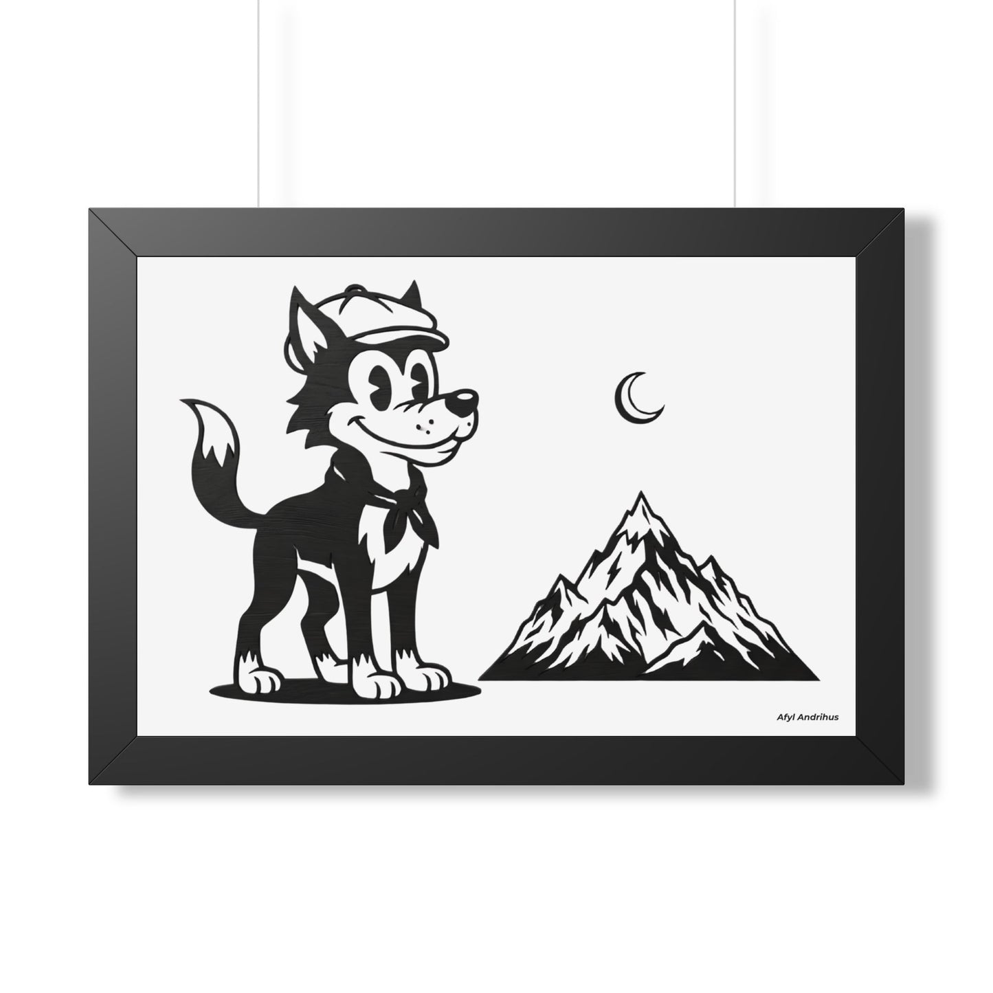 Retro Wolf Vintage Cartoon Framed Poster Wall Art