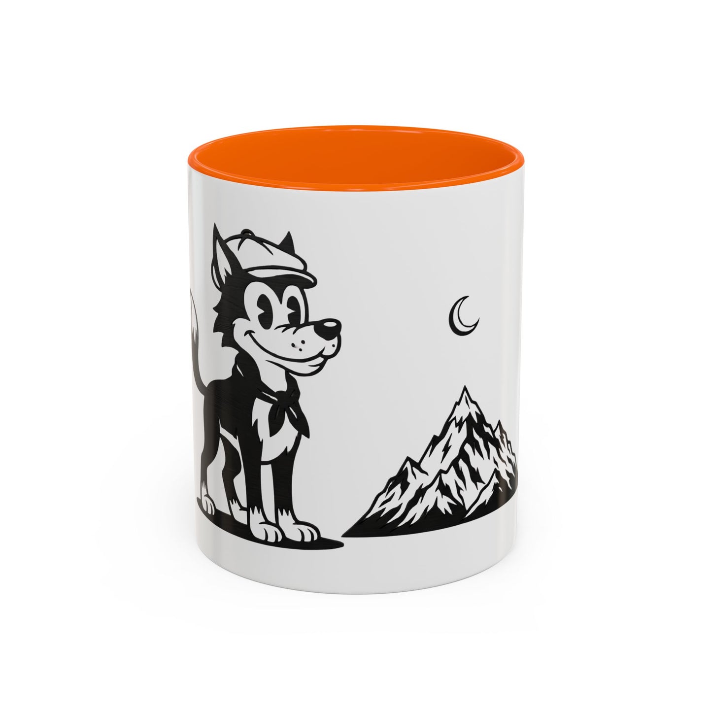 Retro Wolf Husky Mountain Illustration Mug | Accent Coffee Mug 11oz