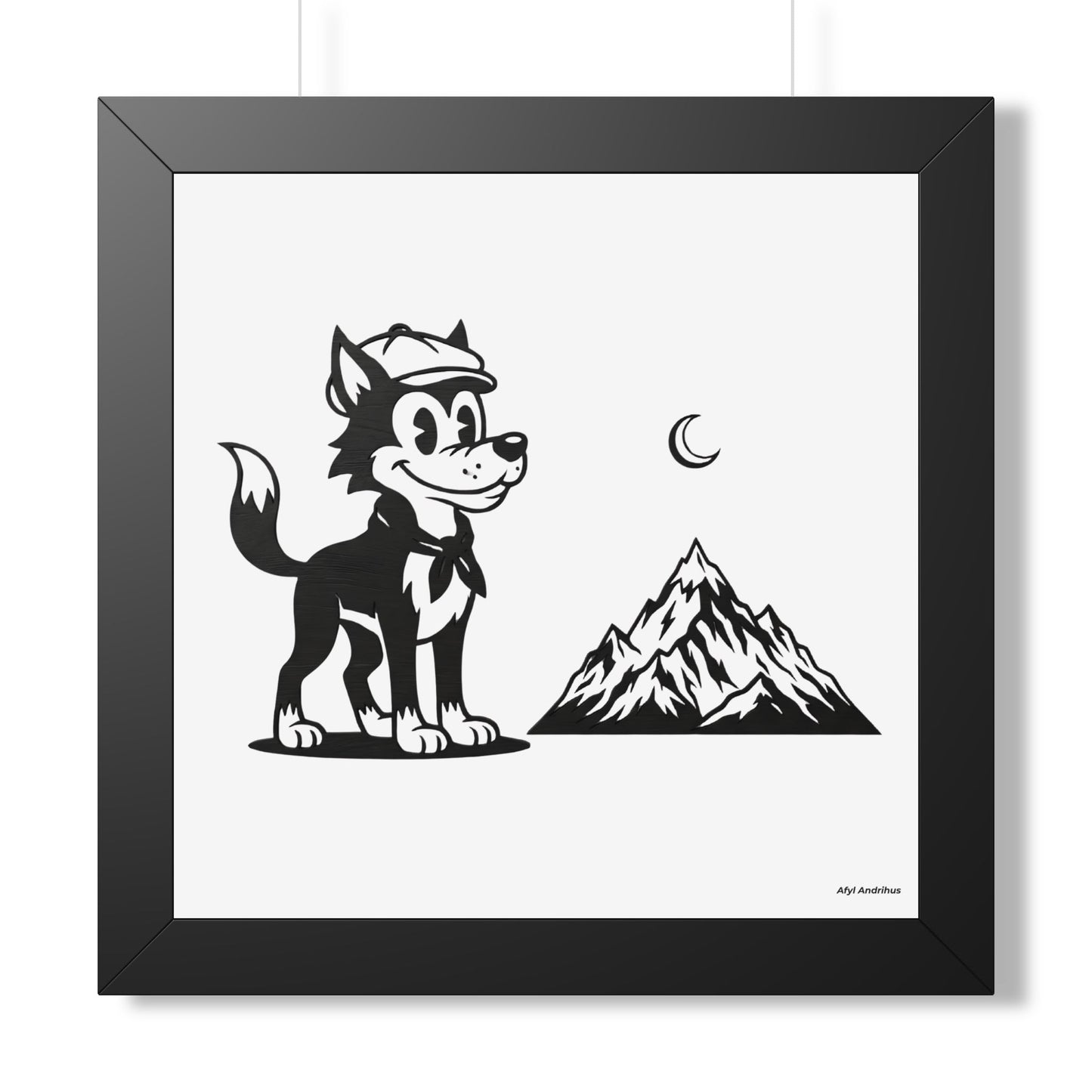 Retro Wolf Vintage Cartoon Framed Poster Wall Art