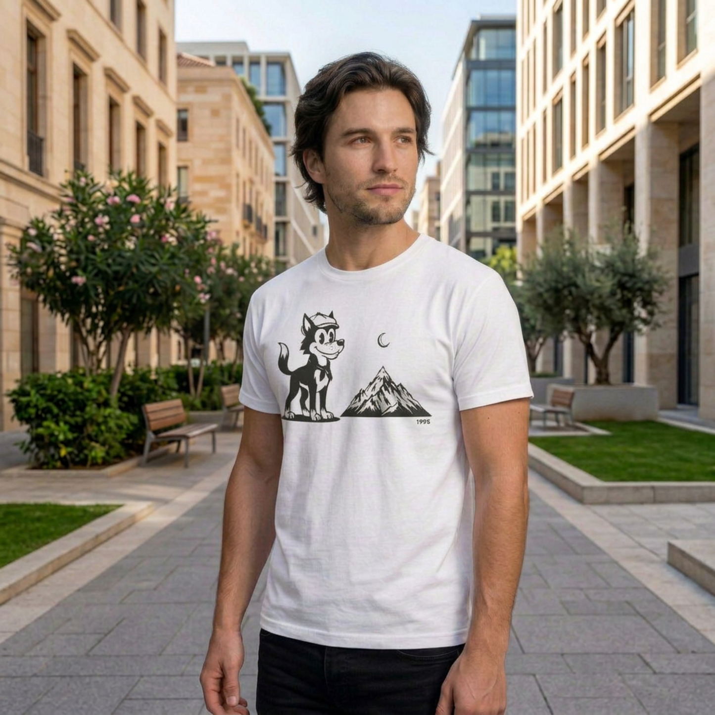 Retro Wolf Graphic T-Shirt | Unisex 90s Cartoon Streetwear & Indie Aesthetic Tee